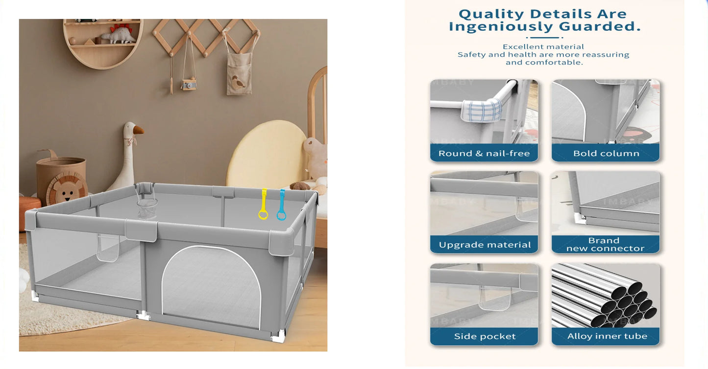 Playpen For Newborn Toddler, Large Size Baby Playpen Infant Safe Crawling Area, Indoor Barriers Home Playground Park