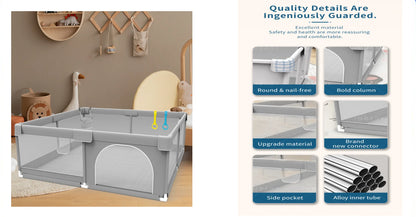 Playpen For Newborn Toddler, Large Size Baby Playpen Infant Safe Crawling Area, Indoor Barriers Home Playground Park