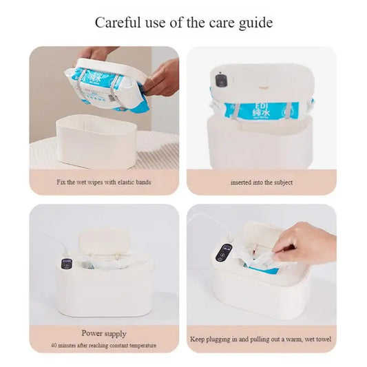 Portable Baby Wipe Warmer, LED Digital Display, Large Capacity Baby Wet Wipes Dispenser, USB Powered, Adjustable Temperature