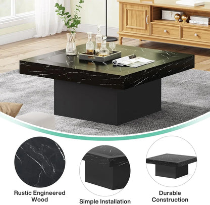 Square LED Coffee Table Engineered Wood