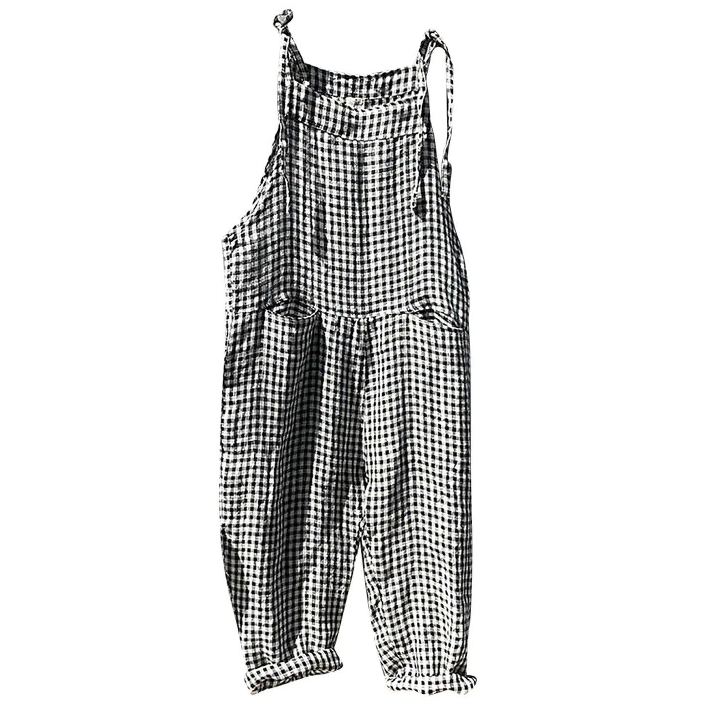 Casual Striped Overalls, Loose Fit, Suspenders, Wide Leg Pants With Pockets