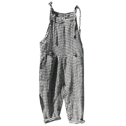 Casual Striped Overalls, Loose Fit, Suspenders, Wide Leg Pants With Pockets