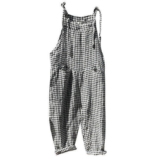 Casual Striped Overalls, Loose Fit, Suspenders, Wide Leg Pants With Pockets