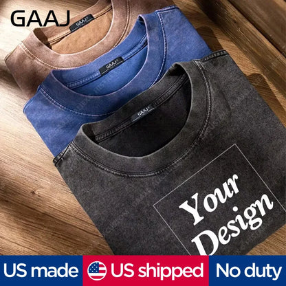 USA Custom Print 100% Washed Cotton T Shirt, Design your own, Men/Women Oversized Streetwear
