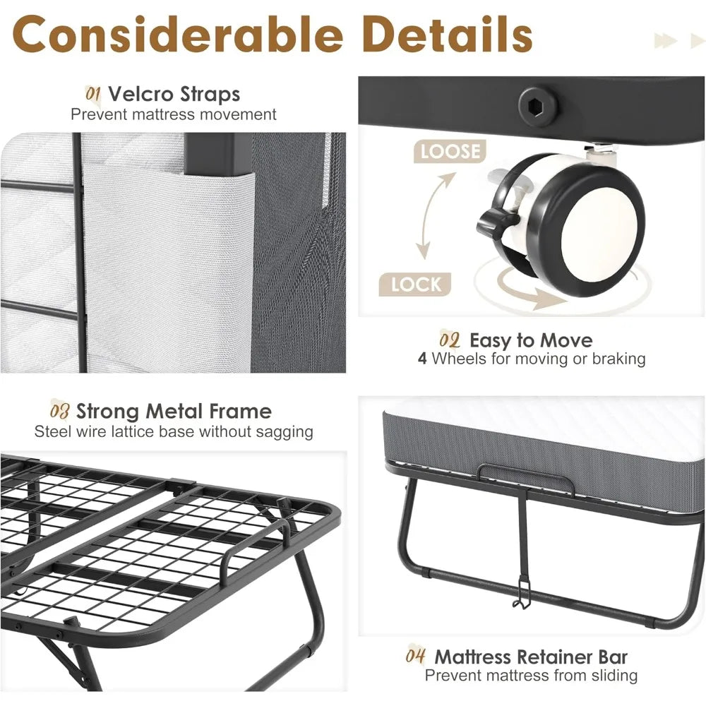 75''L x 31'W Roll Away Bed with 5” Mattress