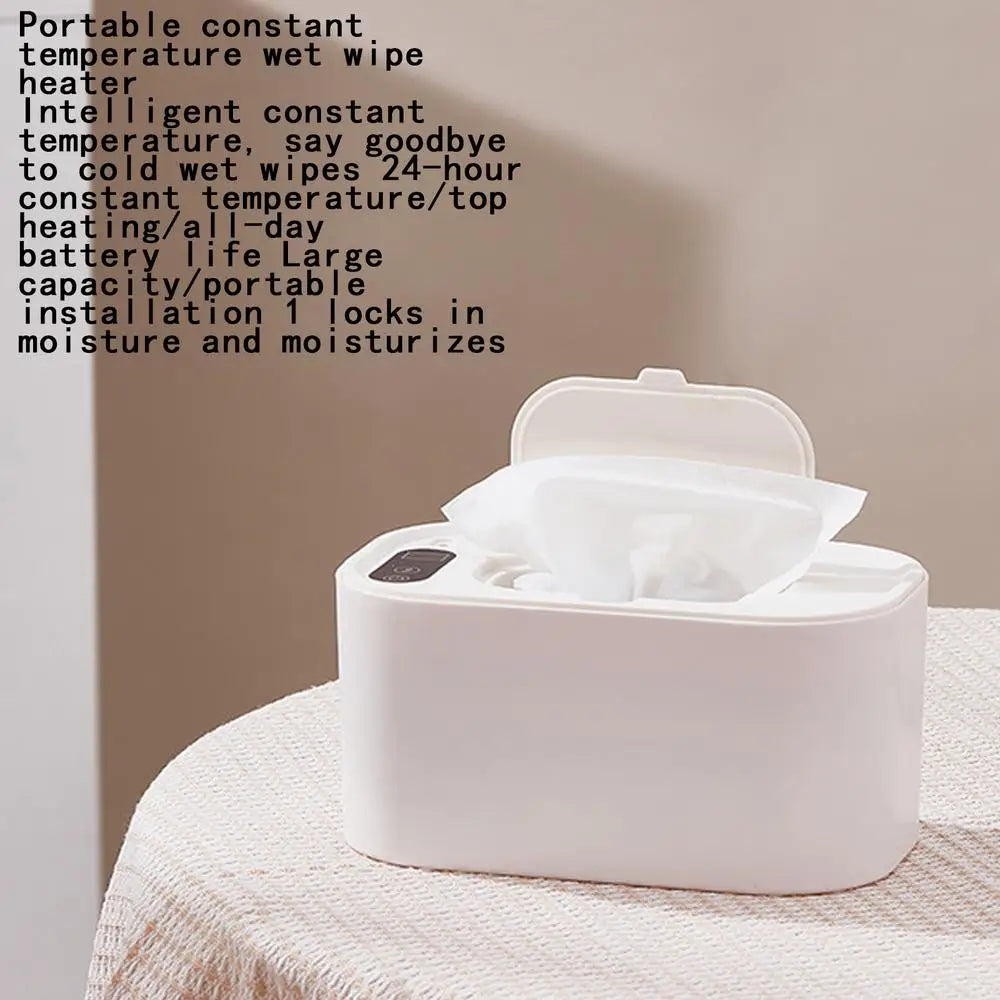 Portable Baby Wipe Warmer, LED Digital Display, Large Capacity Baby Wet Wipes Dispenser, USB Powered, Adjustable Temperature