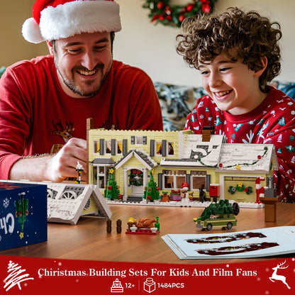Christmas Holiday Snow Village Blocks Toys with Clark's Car,Gifts for Boys, Girls (1484 pcs)