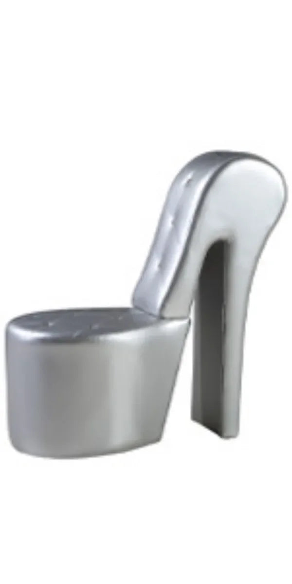High Heel Velvet Shoe Chair with Crystal Studs Gray (40"D X 19"W X 40"H）