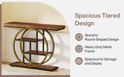 4-Tier Entryway Table, 41.3-Inch Industrial Sofa Table for Living Room, Foyer Hallway Table for Entrance