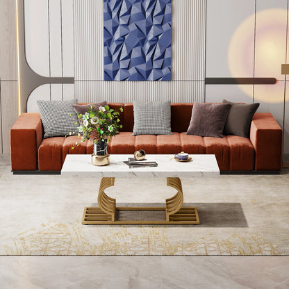 47.24-inch 2-tier Faux Marble Wood Coffee Table