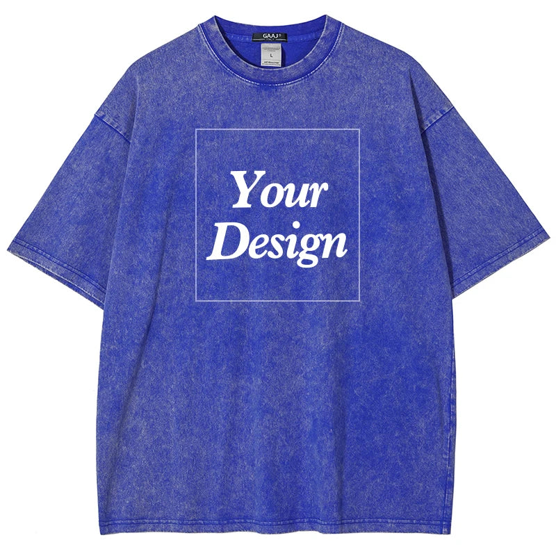 USA Custom Print 100% Washed Cotton T Shirt, Design your own, Men/Women Oversized Streetwear