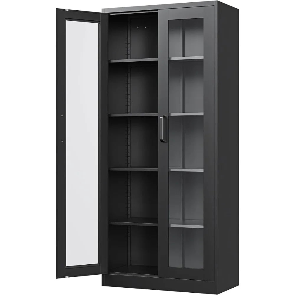 67 Inches Curio Cabinet with 4 Adjustable Shelves,Tempered Glass Display Case