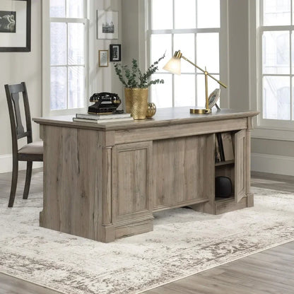Executive Desk, L: 65.12" x W: 29.53" x H: 29.61", Split Oak finish