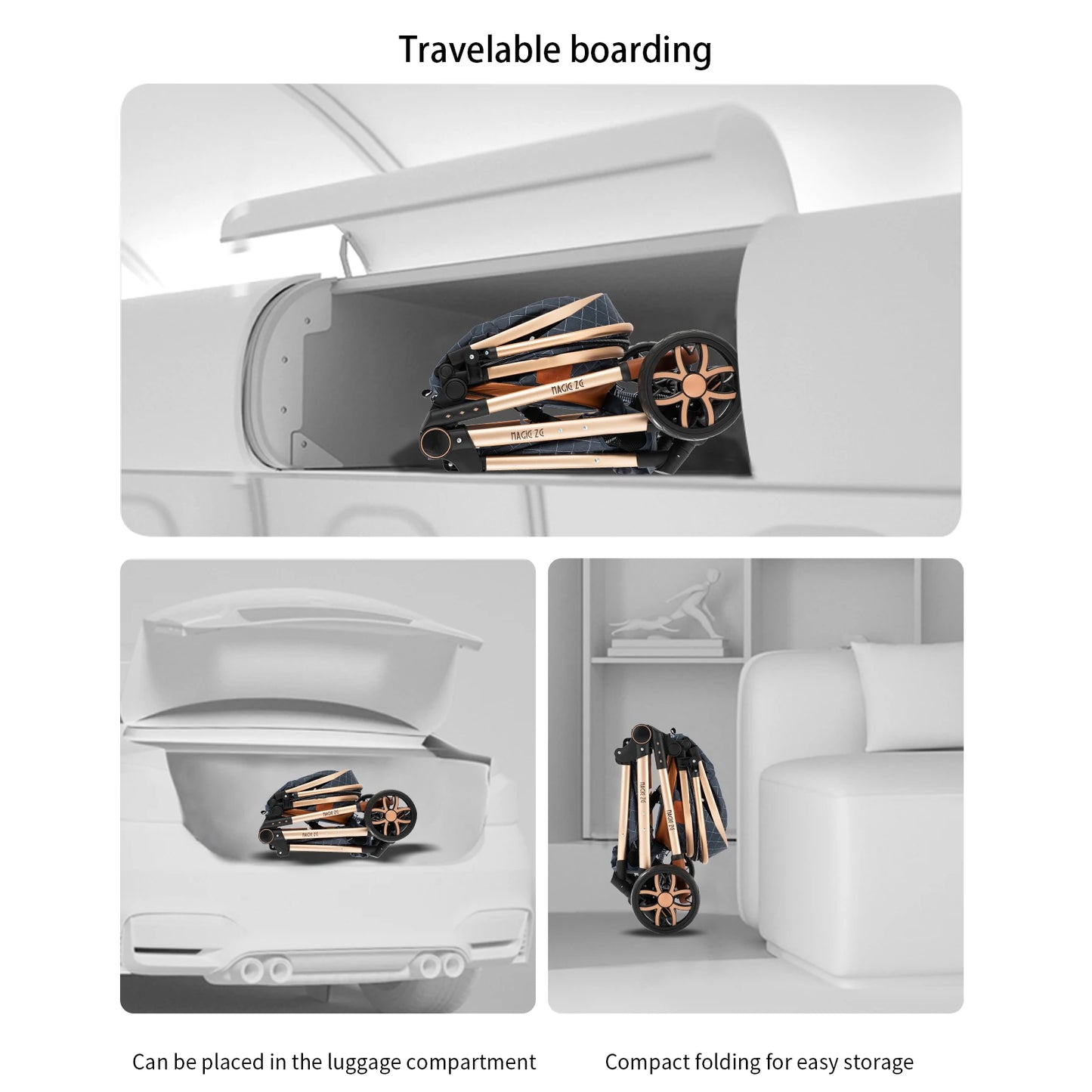 Lightweight Baby Stroller 3 in 1 Multifunctional High Landscape Baby 4 IN 1 Strollers with Isofix