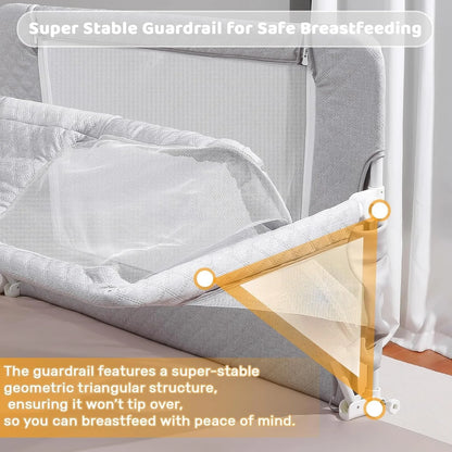 3-in-1 Folding Baby Crib – Portable Co-Sleeping Sleeper with Breathable Mesh Window, Washable Liner, 3-Second Compact Fold