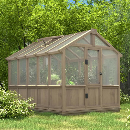 6x10 FT, 6MM Thick Polycarbonate Panel, Wooden Walk-in Greenhouse Kit with Lockable Door