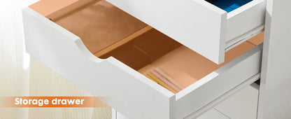 7 Drawer Chest Storage Cabinet, Wooden File Office, Mobile Cabinet on Wheels