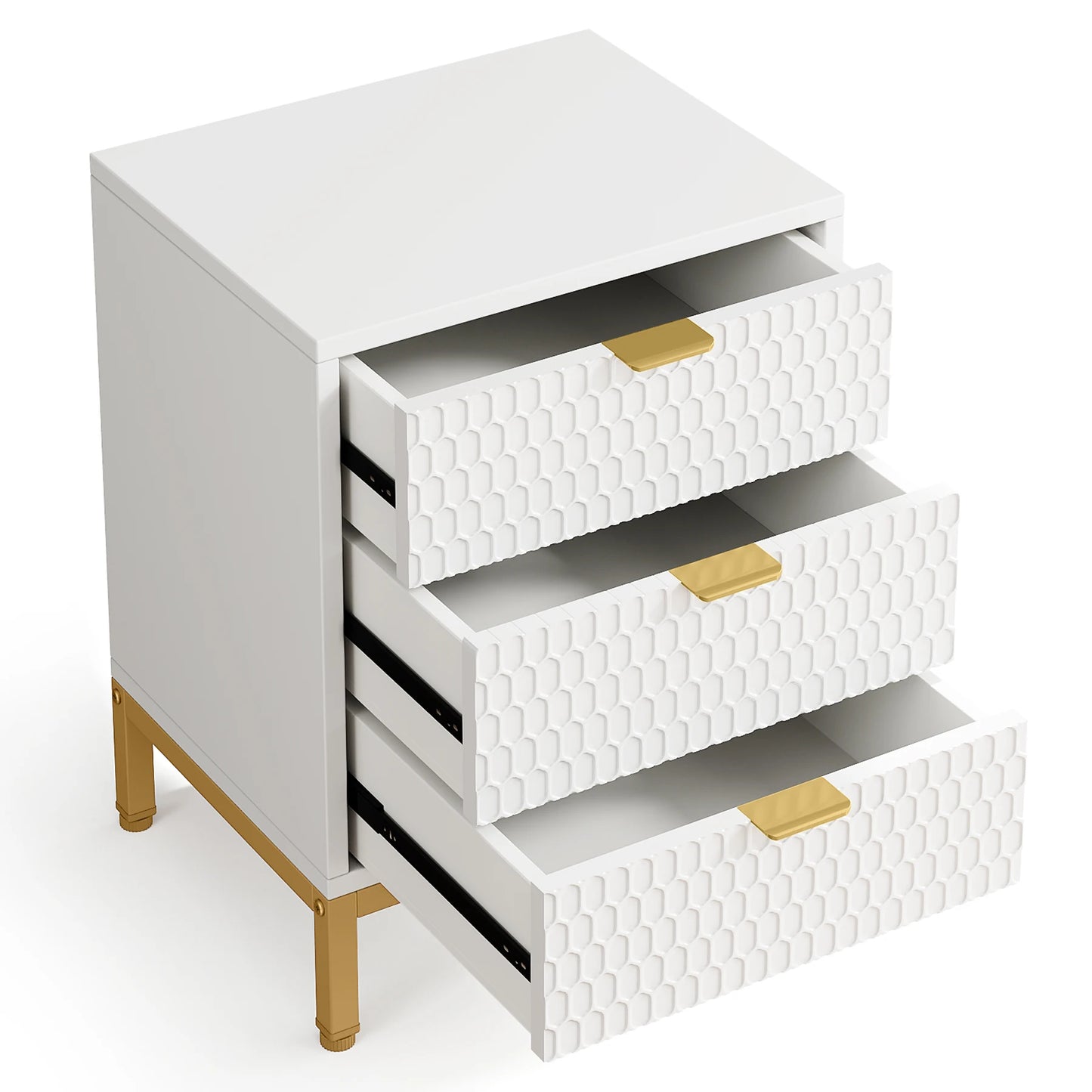 25.78" Tall Bedside Table with 3 Drawers