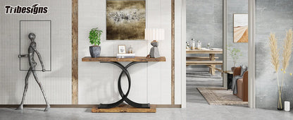 Geometric Frame Console Table, Brown
