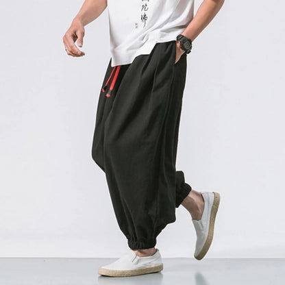 Oversize Loose Harem Pants, Chinese Linen, Overweight Sweatpants