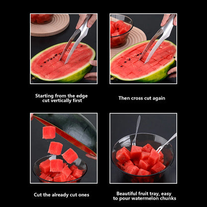 Stainless Steel Watermelon Cutter Summer Watermelon Slicer Without Dirty Hands Multi Functional Slicer For Melon Kitchen Tools
