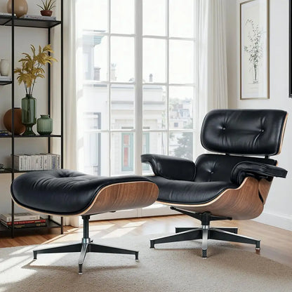 Leather Lounge Chair with ottoman