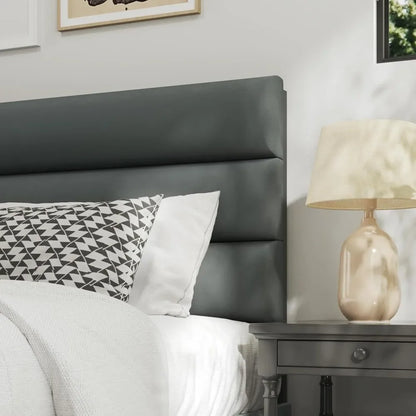 Platform Bed Frame with Velvet Upholstered Headboard, No Box Spring Needed, Sturdy Metal Support, Noise Free