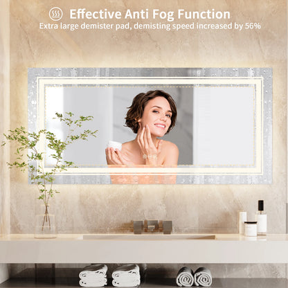 40x24 Inch LED AntiFog Mirror  with Front Light and Backlit in 3 Dimmable Colors