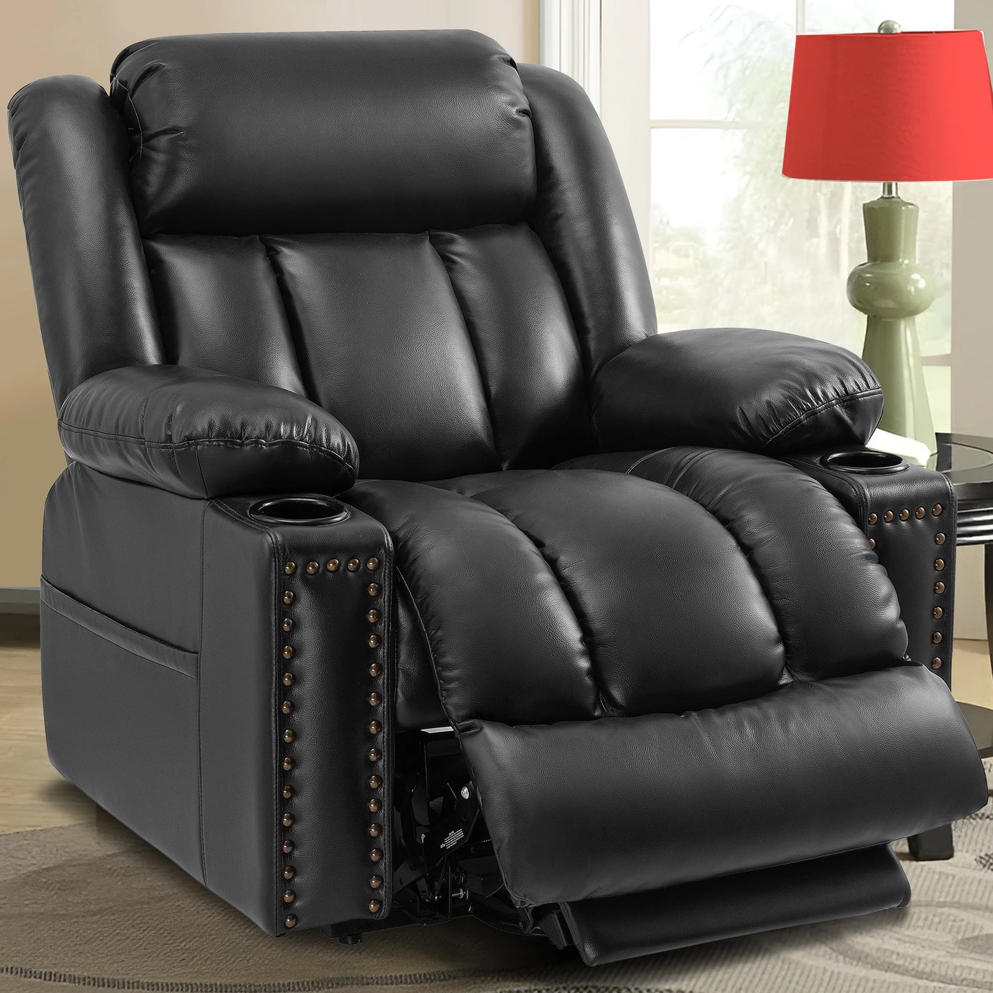 Large Faux Leather Power Lift Chair Recliner with Power Headrest