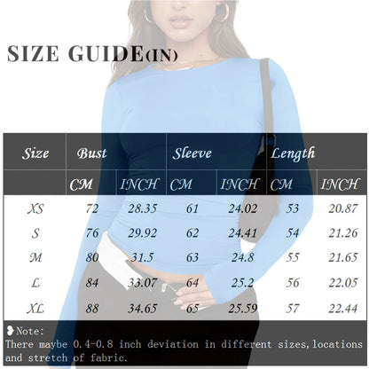 Cotton O Neck Long Sleeve Sexy Cropped Tops