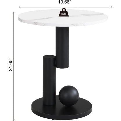 2-Piece Modern Oval Decorative Coffee Center Table with White Faux Marble Top