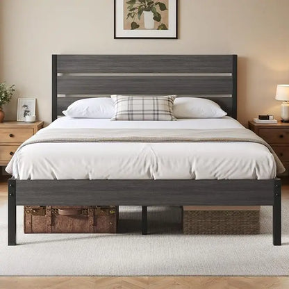 Queen Bed Frame with Headboard and Footboard, with Under Bed Storage, All-Metal Support System, No Box Spring Needed