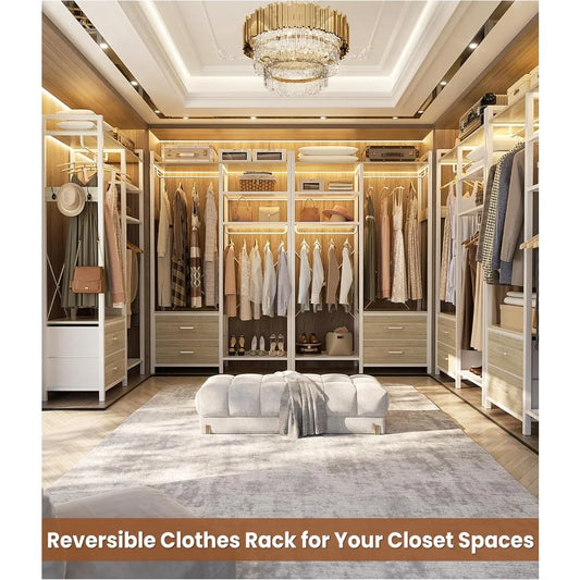78.7'' Clothes Rack with 2 Drawers, Shelves