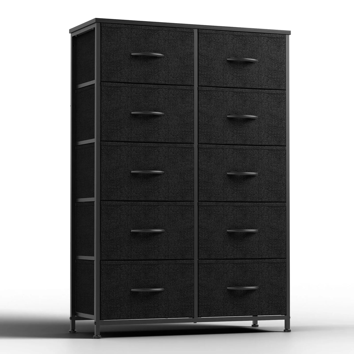Bedside Table With 10 Fabric Drawers, Steel Frame