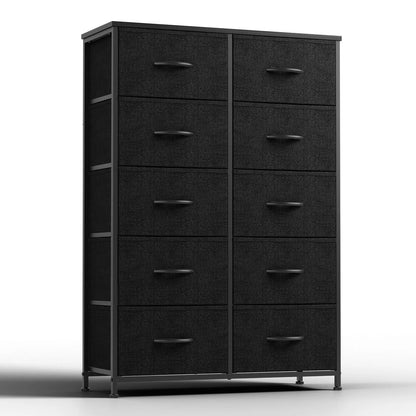 Bedside Table With 10 Fabric Drawers, Steel Frame