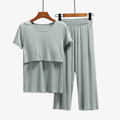 Maternity Nursing Sleepwear Set, Breastfeeding Nightwear