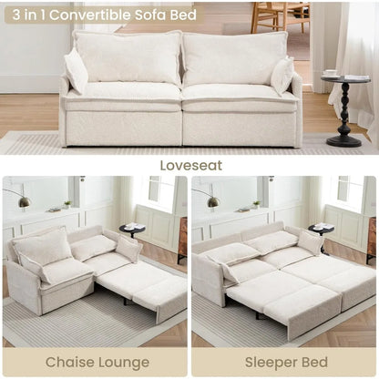 74" King Pull Out Sofa Bed  with USB Charging