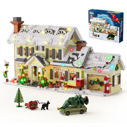 Christmas Holiday Snow Village Blocks Toys with Clark's Car,Gifts for Boys, Girls (1484 pcs)