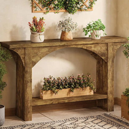 55 Inches 2 Tier Farmhouse Entryway Table
