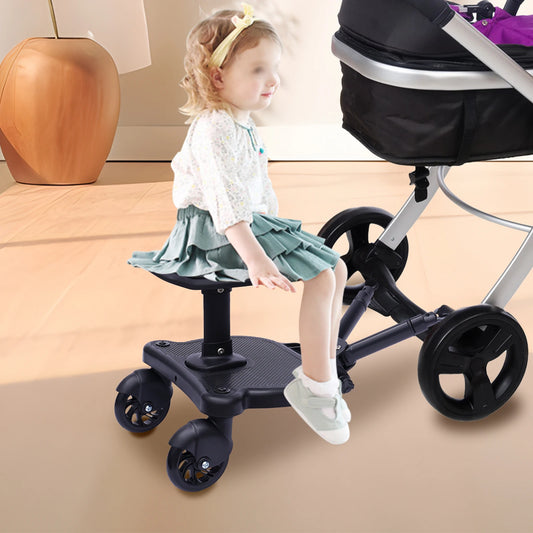 2in1 Stroller Ride Board Buggy, Wheeled Board, Seat Pedal with Detachable Seat Board