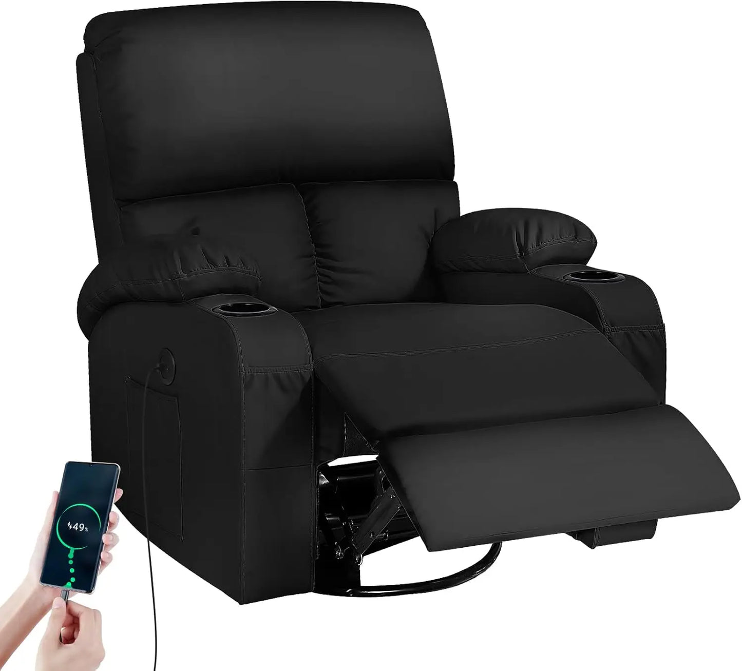 Recliner with Auto Massage Programs + Whisper-Quiet Swivel Base