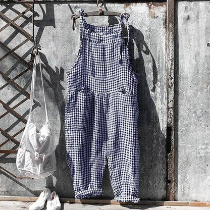 Casual Striped Overalls, Loose Fit, Suspenders, Wide Leg Pants With Pockets