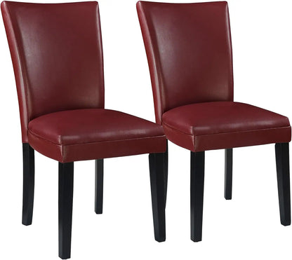 Set of 2 Faux Leather Upholstered Side Chairs w/Solid Wood Legs