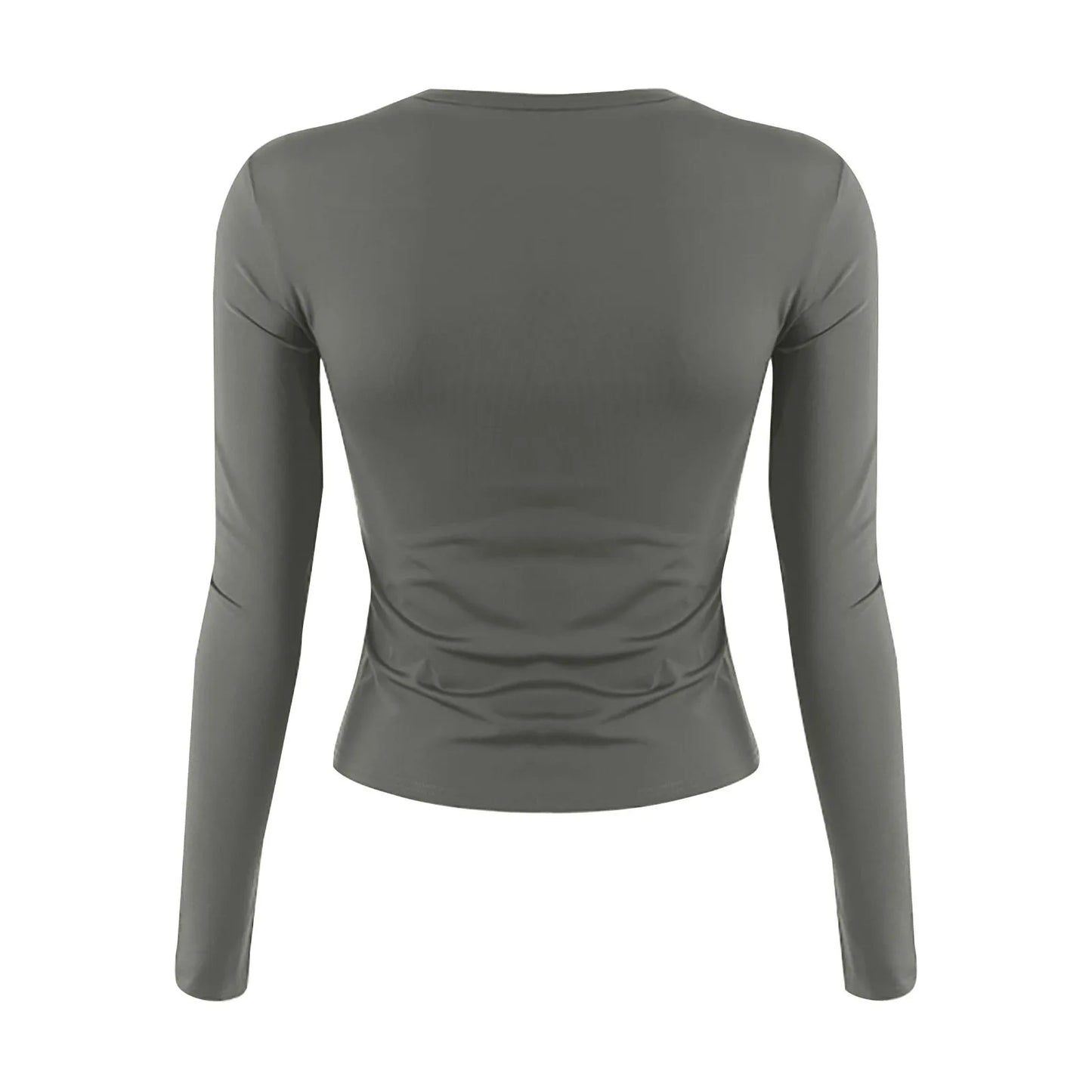 Cotton O Neck Long Sleeve Sexy Cropped Tops