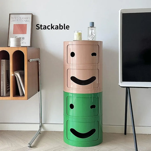 Double Tier Smile Face Storage Side Table