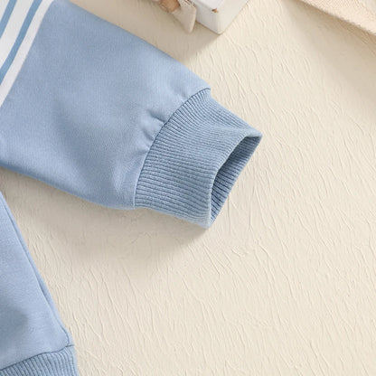 6M-2T Boys Outfit, Long Sleeve Stripes Sweatshirt with Elastic Waist Sweatpants