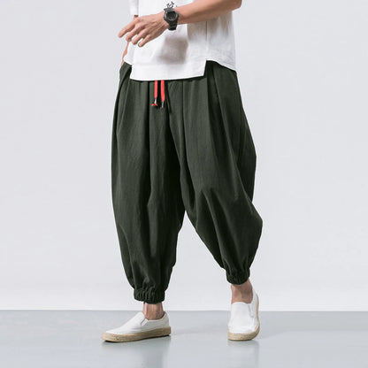 Oversize Loose Harem Pants, Chinese Linen, Overweight Sweatpants