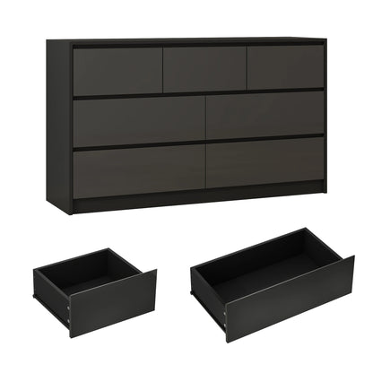7 Drawer 55 Inch Modern Dresser with High Gloss Drawers