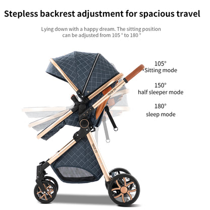 Lightweight Baby Stroller 3 in 1 Multifunctional High Landscape Baby 4 IN 1 Strollers with Isofix