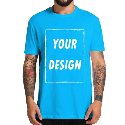 Custom Male T-shirt, One-Side Print Personalized, Make Your Photo, Text Gift 100% Cotton Soft Casual T Shirt Made in US